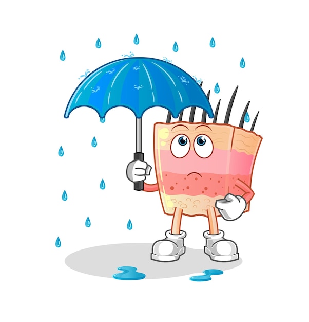 Skin structure holding an umbrella illustration character vector