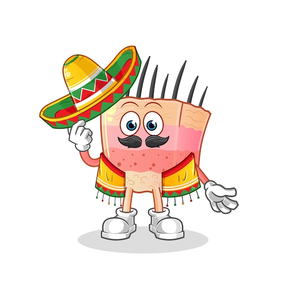 Skin structure Mexican culture and flag cartoon mascot vector