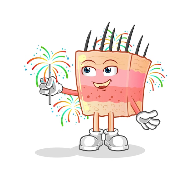 Vector skin structure with fireworks mascot cartoon vector