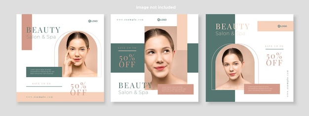 Vector skincare beauty promotion banner social media pack template premium