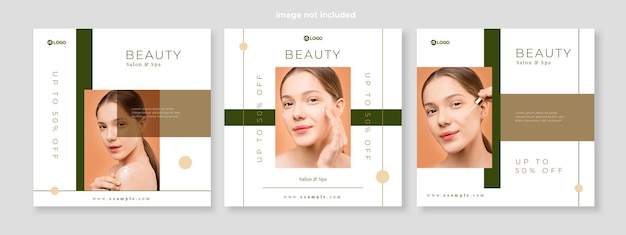 Vector skincare beauty promotion banner social media pack template premium