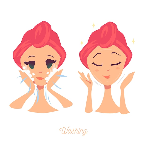 skincare steps washing