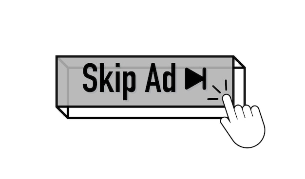 Vector skip ad button. modern advertising for marketing design. vector illustration design. communication technology. internet advertisement.