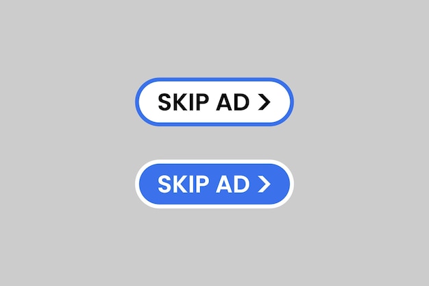 Skip ad flat button for vector illustration