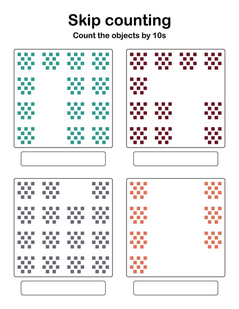 Vector skip counting - count the objects by 10s.