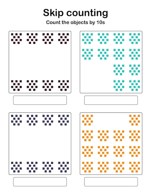 Vector skip counting - count the objects by 10s.