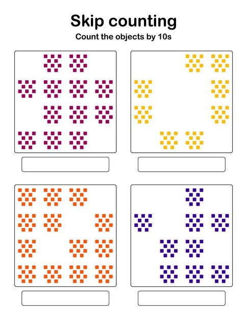 Skip counting - count the objects by 10s.