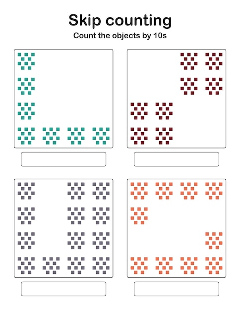 Skip counting - count the objects by 10s.