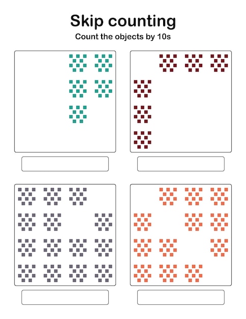 Skip counting - count the objects by 10s