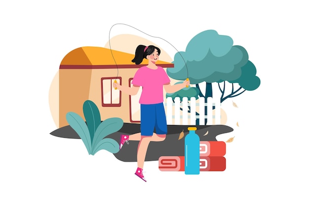 Skipping Rope Exercise Outside Illustration concept