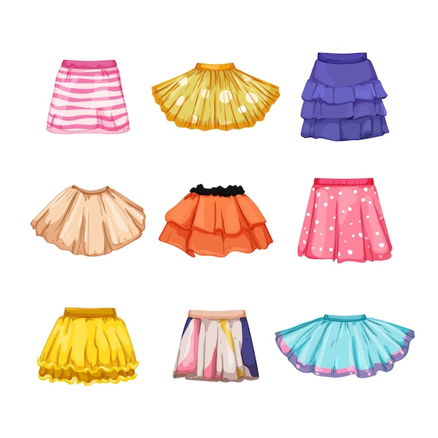 Vector skirt baby set cartoon vector illustration