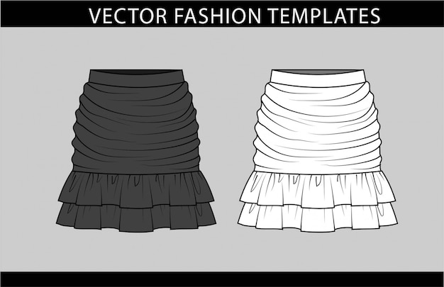 Skirt fashion flat sketch template