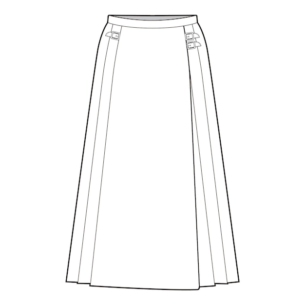 Skirt Flat Drawing Fashion Flat Sketches