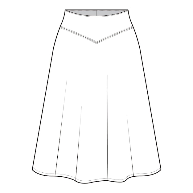 Vector skirt flat drawing fashion flat sketches