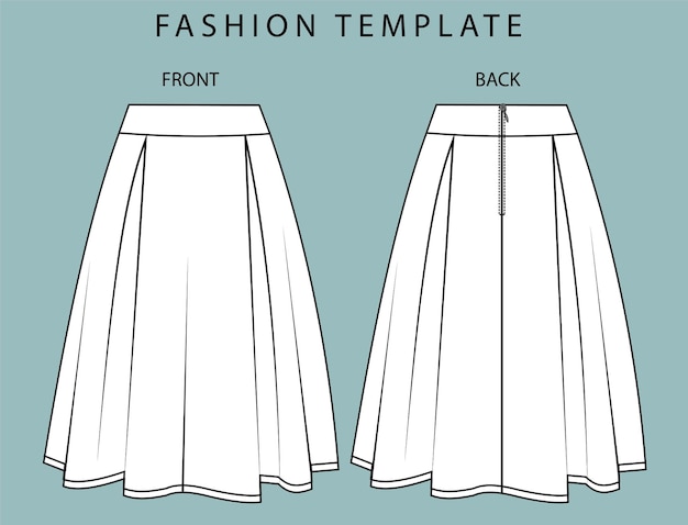 Vector skirt front and back view