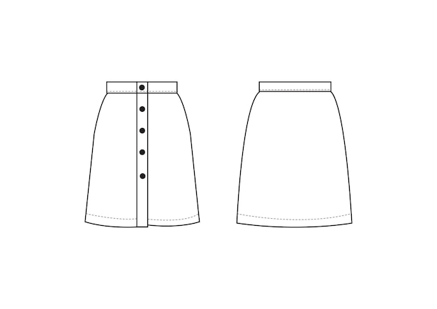Vector skirt technical drawing
