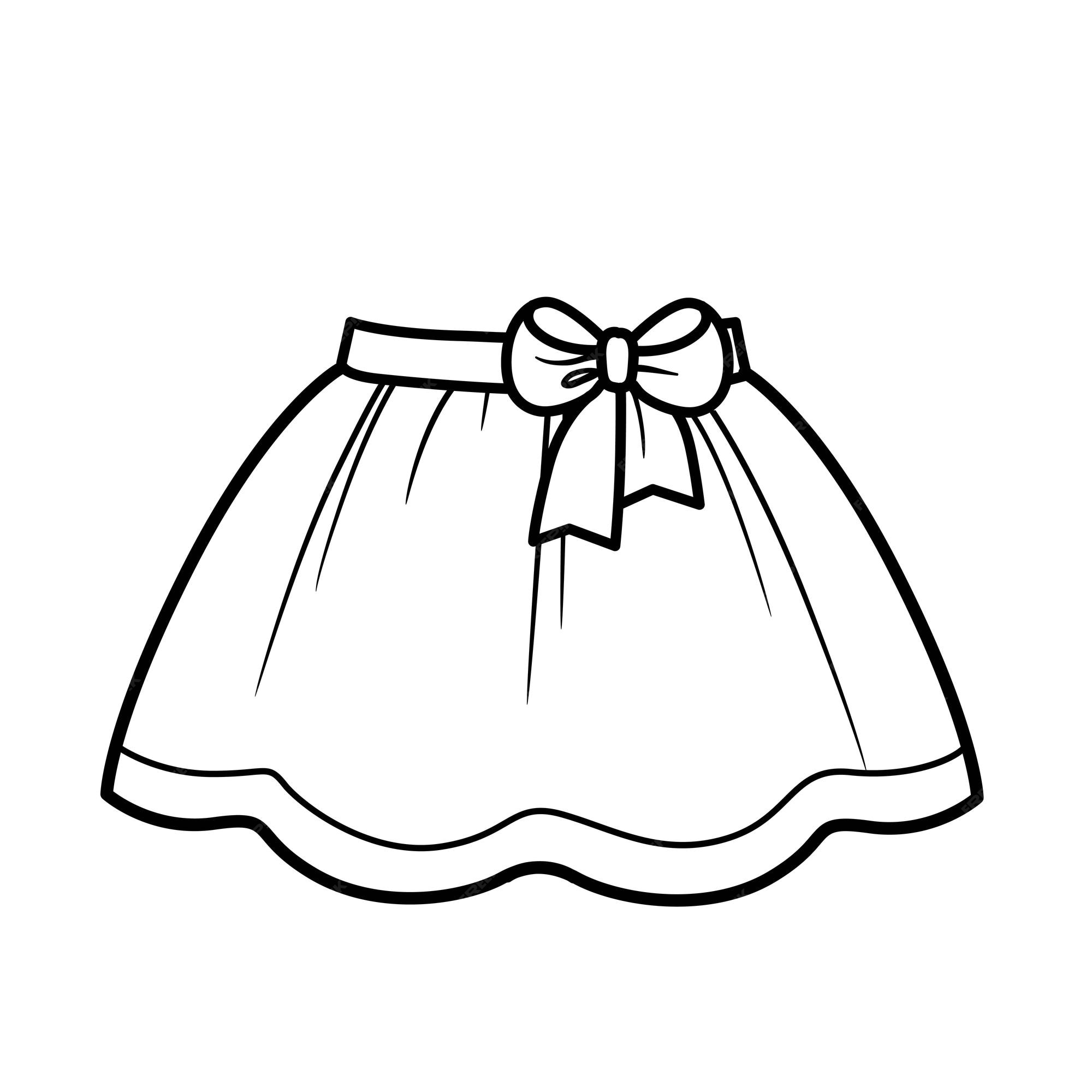 Premium Vector | Skirt with bow outline for coloring on a white background