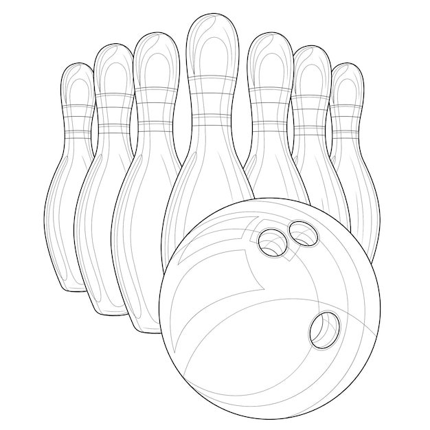 Vector skittles and bowling ball.coloring book antistress for children and adults.