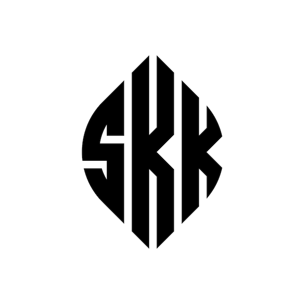 Vettore design del logo della lettera circolare skk con forma di cerchio e ellisse lettere ellisse skk con stile tipografico le tre iniziali formano un logo circolare skc cerchio emblema monogramma riassunto lettera marca vettore