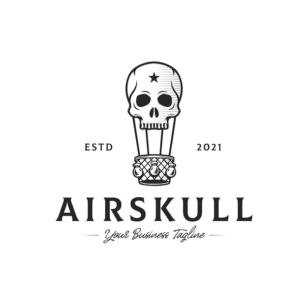 Vector skull air balloon logo template