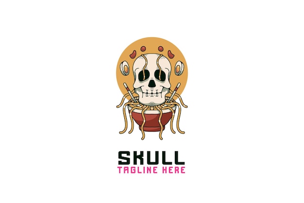 Логотип талисмана черепа и рамэн