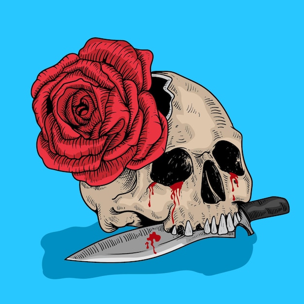 Иллюстрация черепа и розы