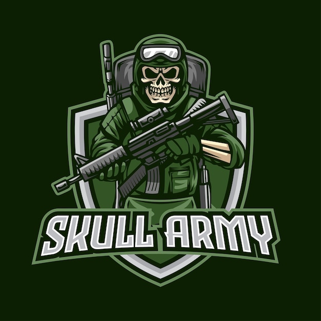 Vector skull army with riffle mascot logo