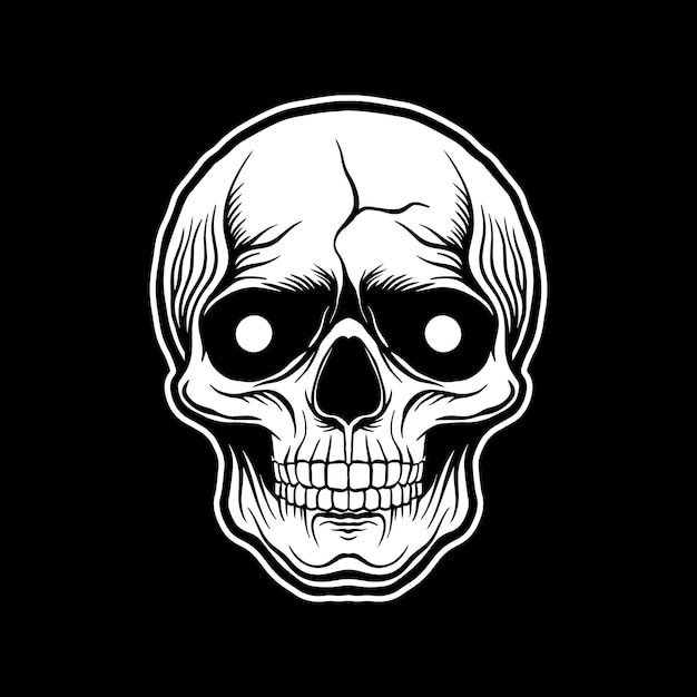 Vettore skull art nero e bianco illustrazioni disegnate a mano vettoriale