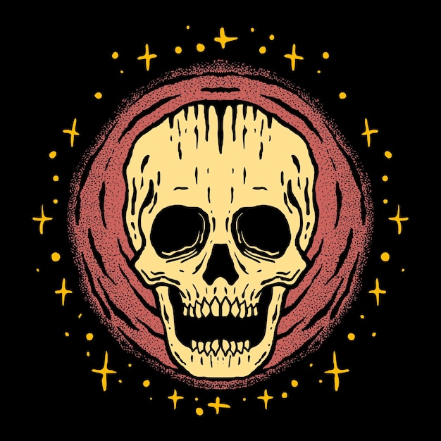 Skull art Illustration hand drawn colorful vector for tshirt, sticker, poster etc