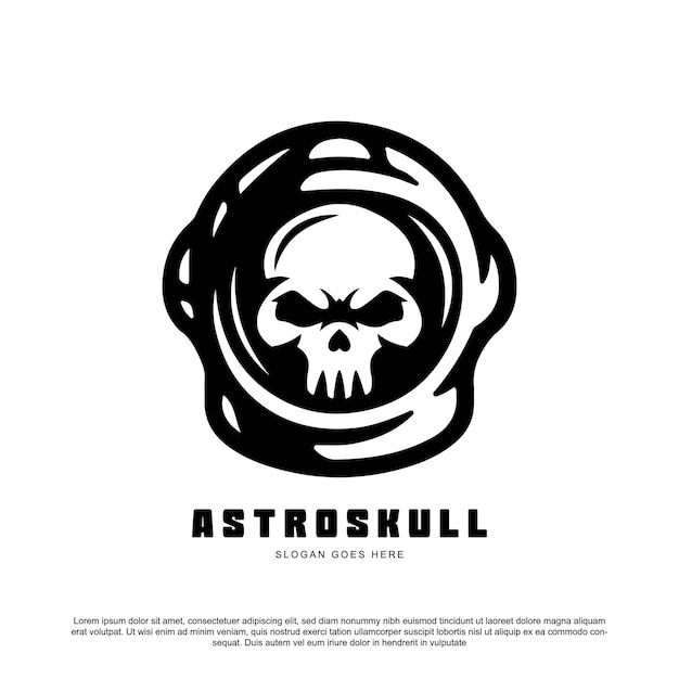 skull in astronaut space protective helmet design vector