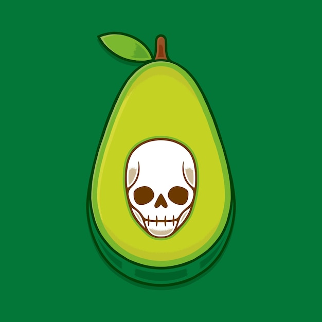 Vettore teschio avocado morto all'interno del logo