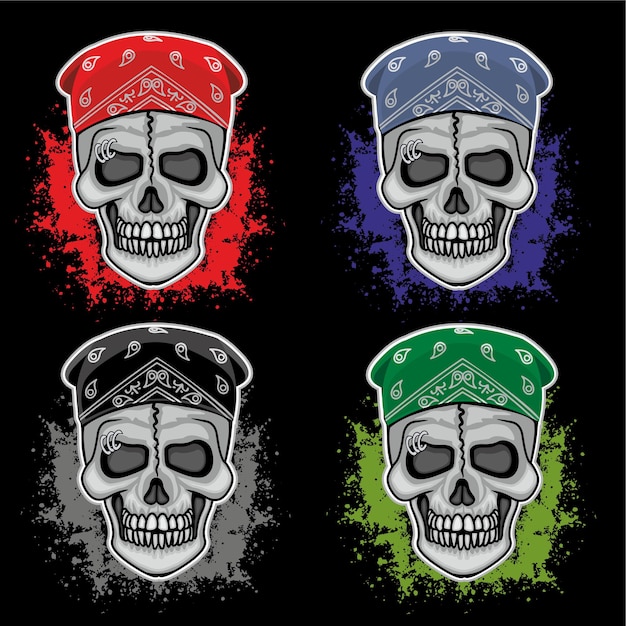 skull in bandana, grunge vintage design t shirts