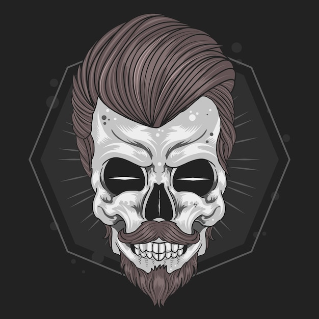 Vector skull barber mustache vector