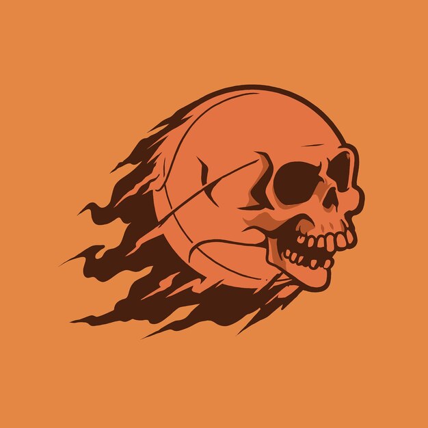 Vector skull basket ball logo charater vector illustration