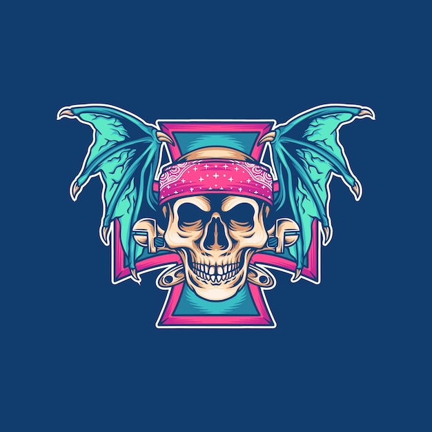 Skull Bat Rider Illustration