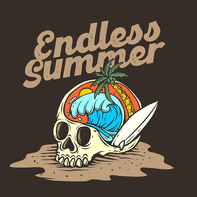 Skull beach graphic illustration