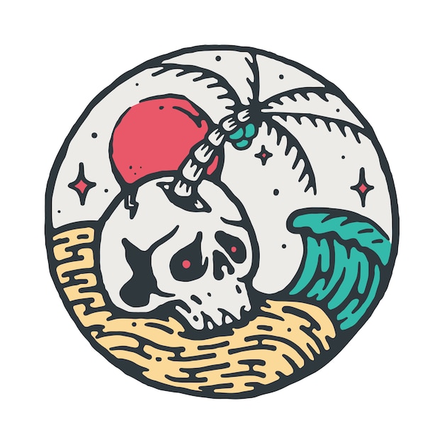 Skull beach illustratie