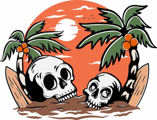 Vector skull beach life