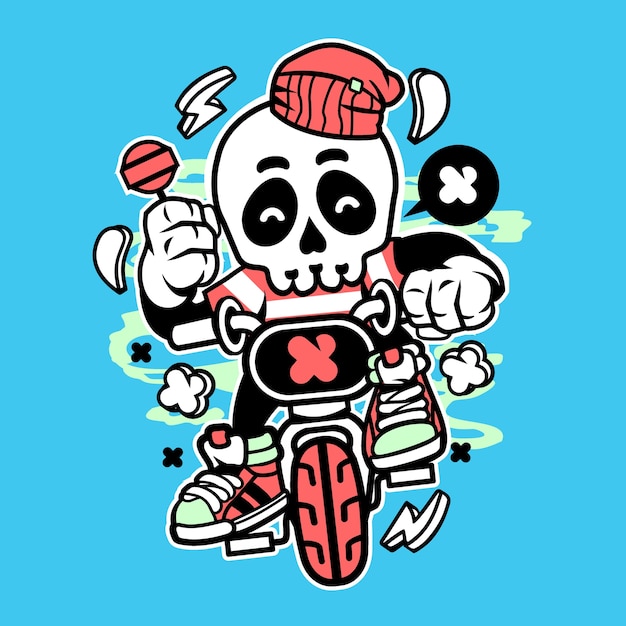 Skull Bike Cartoon