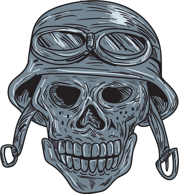 Skull Biker Helmet Drawing