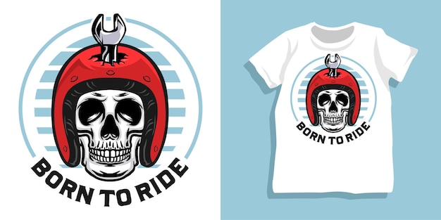 Skull biker helmet tshirt design