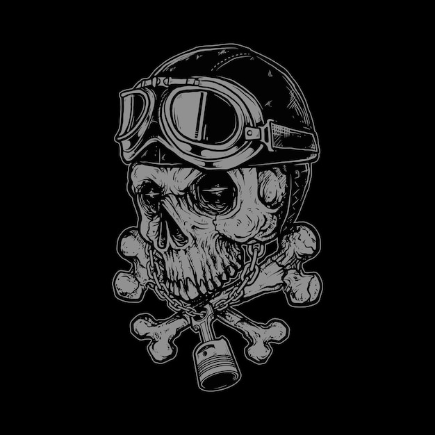 Vector skull biker horror  illustration