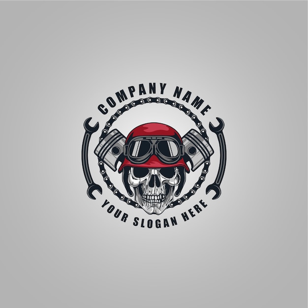 Skull biker met mascotte logo sport