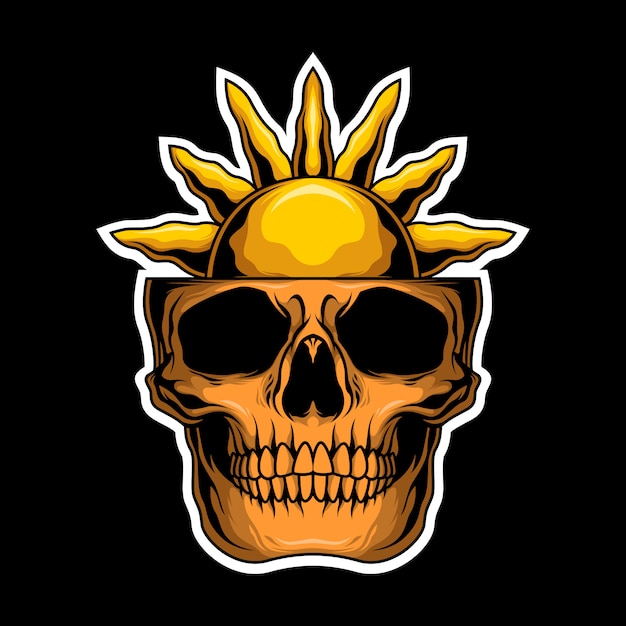 Vector skull biker sun head