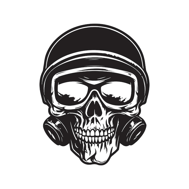 Skull biker vector concept digitale kunst hand getrokken illustratie