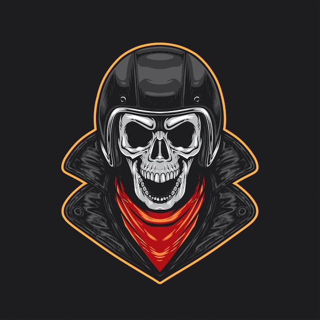 Vector skull biker with helmet