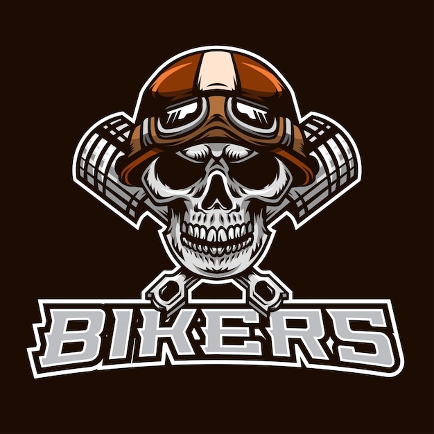 Skull bikers mascot logo illustration