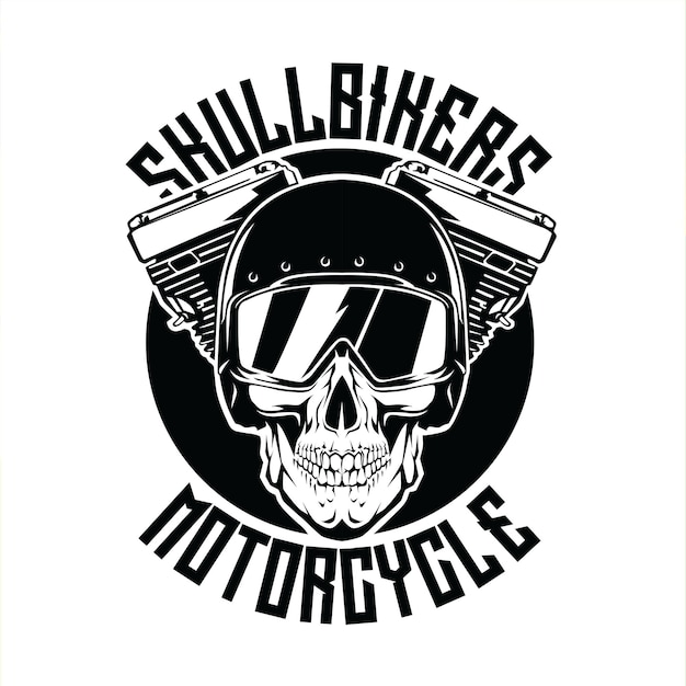 Skull bikers motorcycle club logo vector