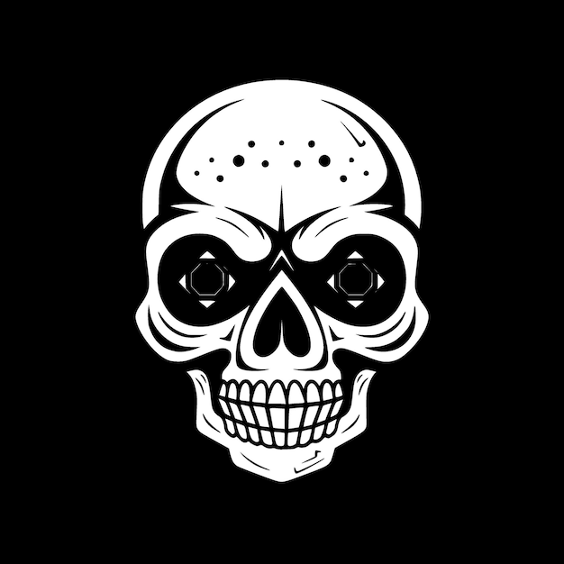 Skull black and white isolated icon vector illustration