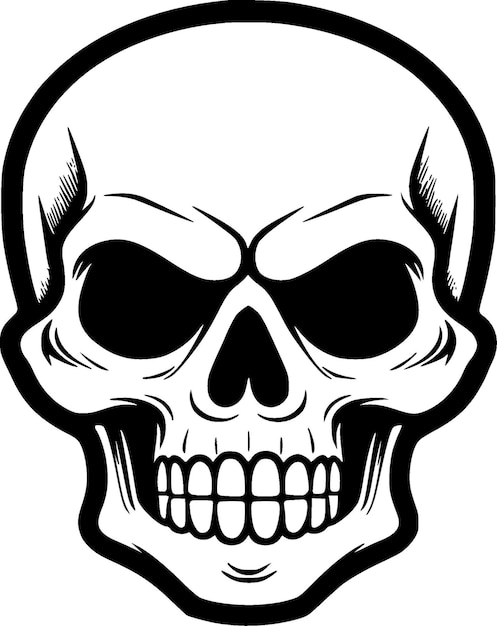 Vettore illustrazione vettoriale di icone isolate in bianco e nero del cranio